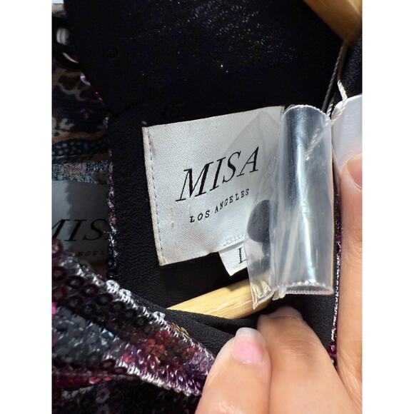 Misa Los Angeles Divia Sequin Party Asymmetric Mock Neck NWT Dress Large $465 - Picture 5 of 7